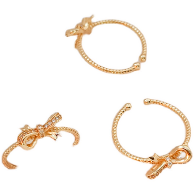 Nhẫn Hở Hình Vỏ Sò/Trái Tim/Bướm Đính Đá Zircon Bằng Đồng 14K Màu Vàng Đồng diy