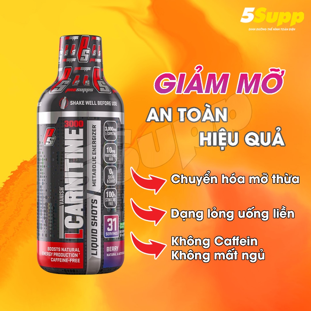 (Chính Hãng) Hỗ trợ Giảm cân - Giảm mỡ, chuyển hóa mỡ thừa ProSupps L-Carnitine 3000mg