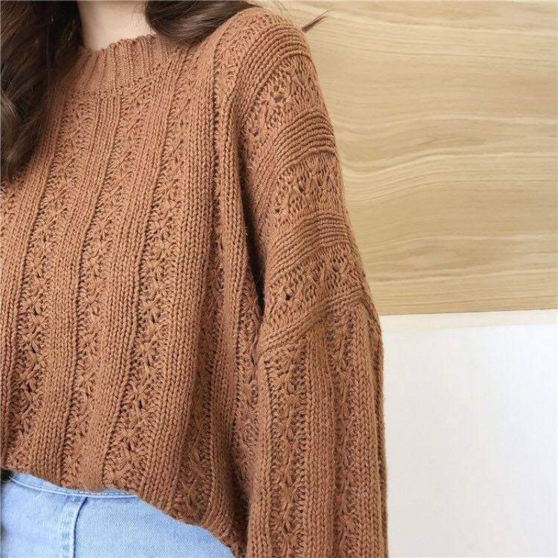 Áo len móc vặn thừng from rộng MH