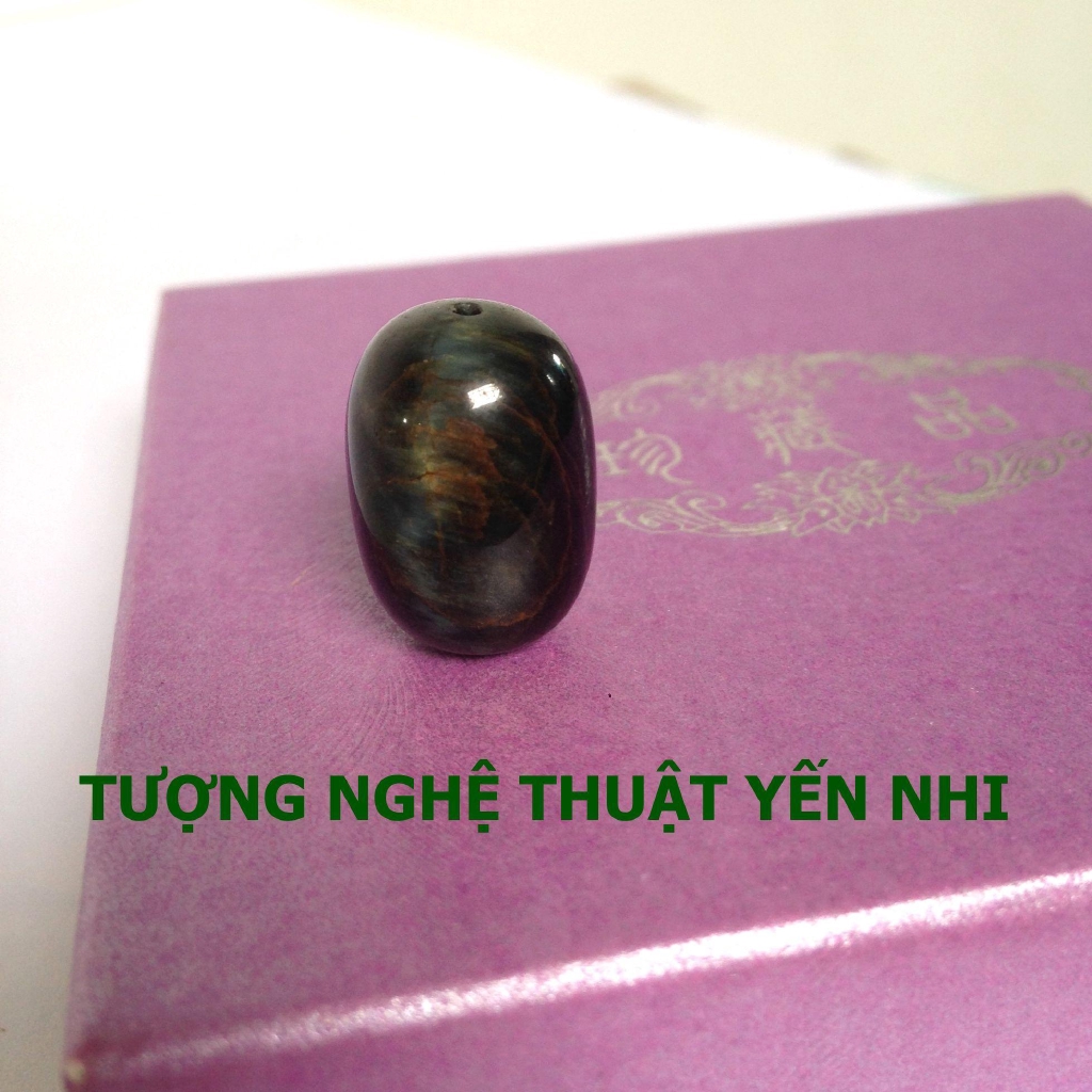 Lu thống chiêu tài ( đá mắt hổ xanh đen) 13x19mm