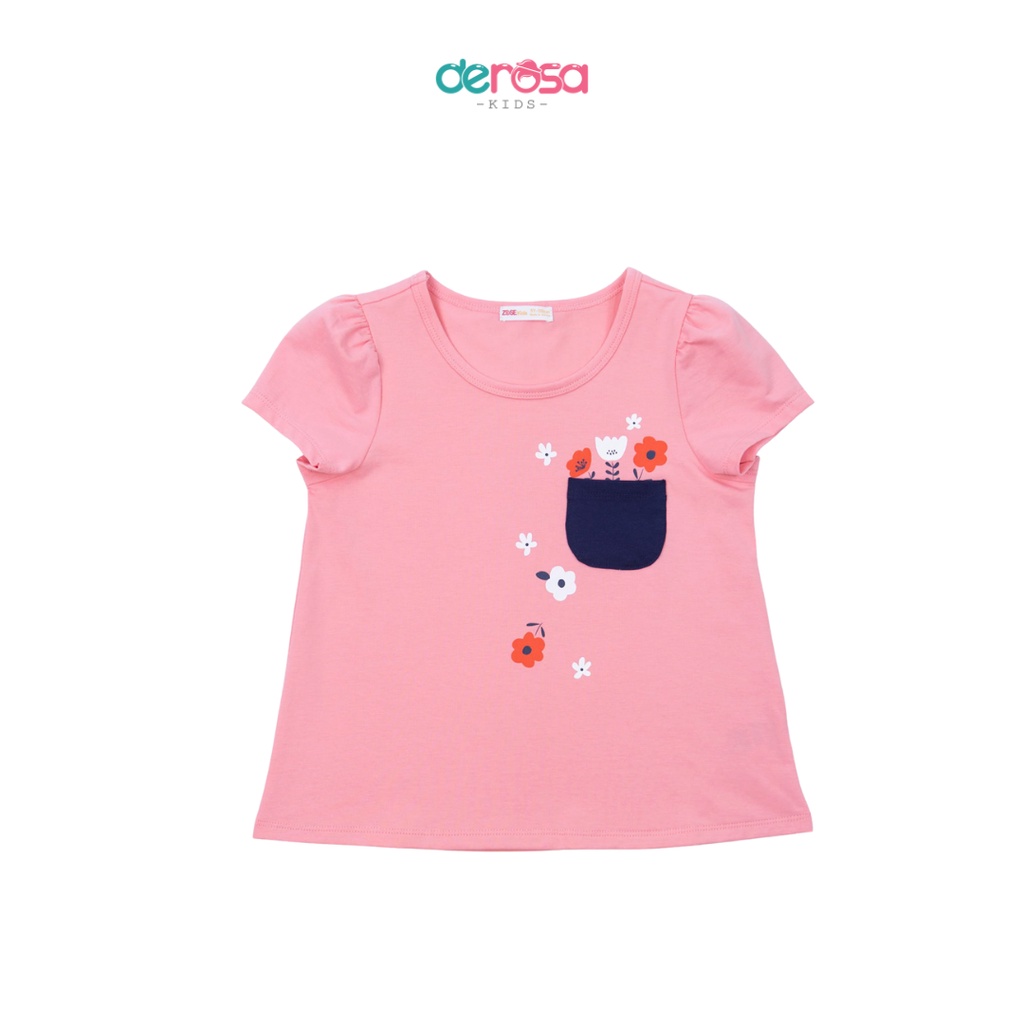 Áo thun cotton cộc tay hè bé gái DEROSA KIDS | 3 - 8 tuổi | ASKD006A