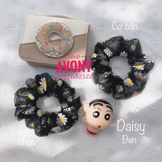 Cột tóc vải scrunchie hoa cúc in size cơ bản