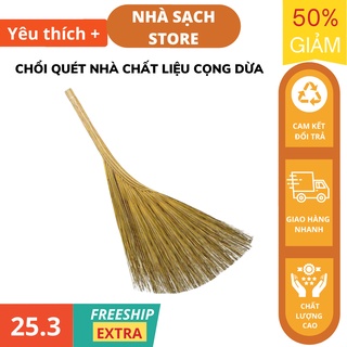 Chổi quét nhà, quét sân vườn chất liệu cọng dừa thật, bó thủ công bằng sợi cước trắng, dễ sử dụng - Nhà sạch Store