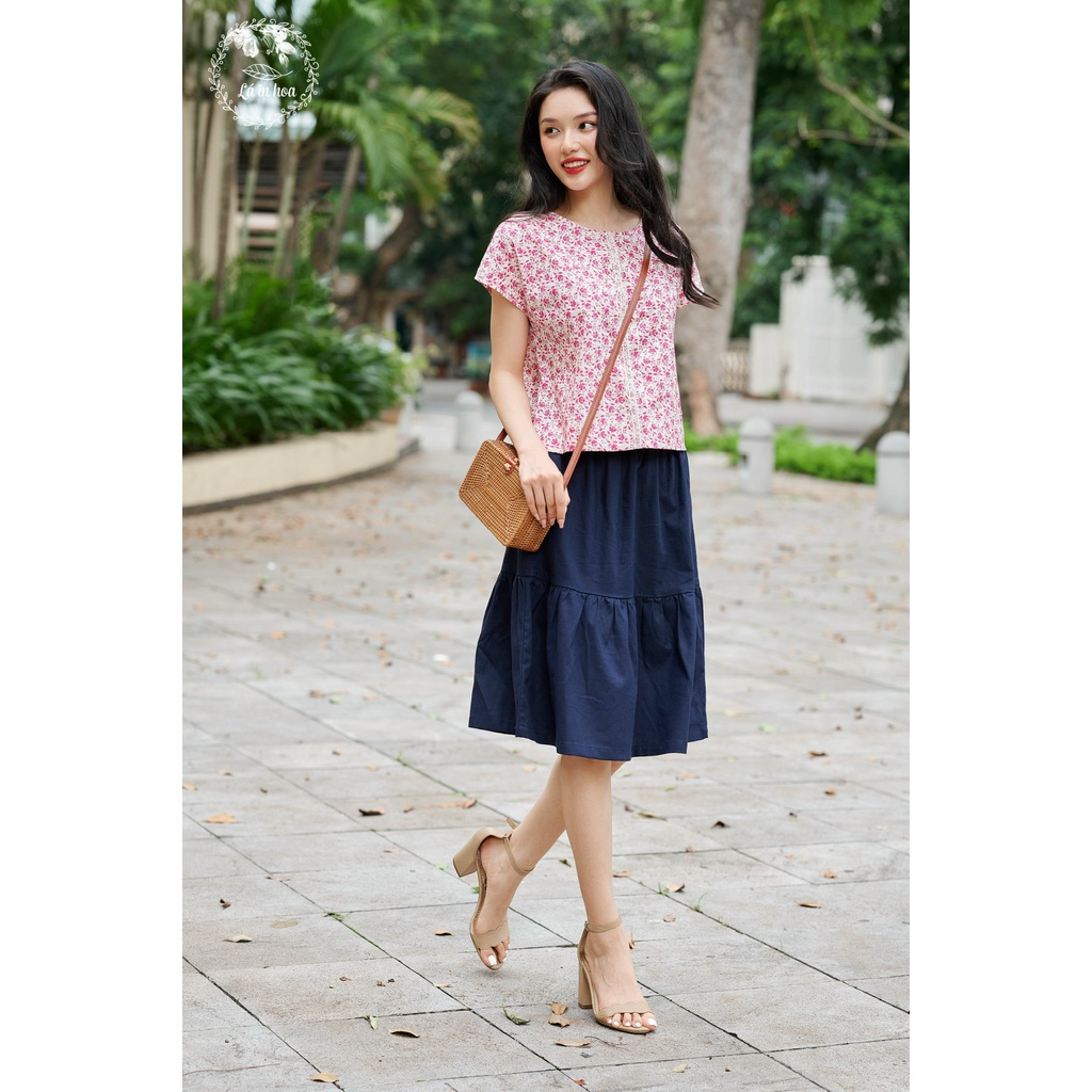 Áo Croptop Hoa Hồng Phối Ren LÁ IN HOA Chất Thô Nhật Mềm Mịn Mát Size 38-72kg