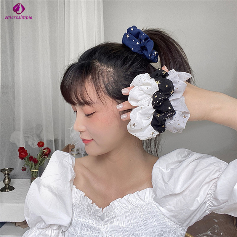 Dây Buộc Tóc Co Giãn Hình Ngôi Sao Phong Cách Retro