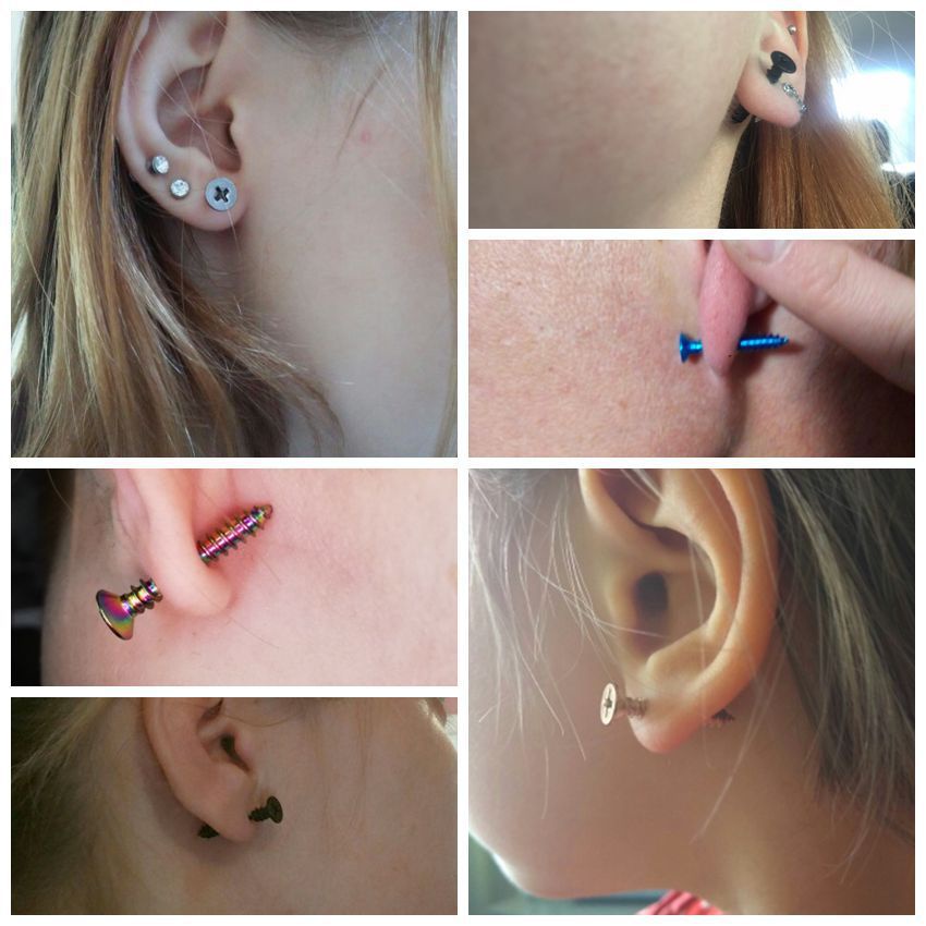 Khuyên Tai Đinh Tán Bằng Thép Không Gỉ Màu Vàng Đen Phong Cách Punk E-girl 2022 Cho Nam Và Nữ