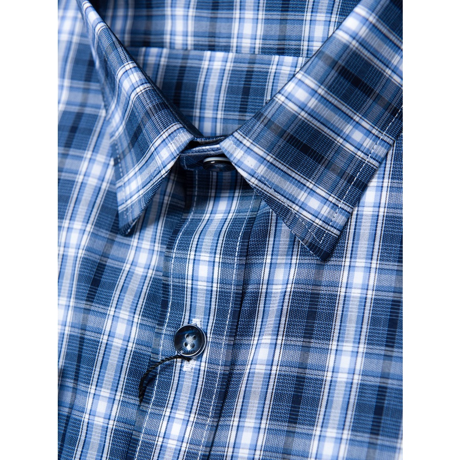 Áo Sơ Mi Nam Dài Tay OWEN AR220162DT Somi Công Sở Vải Sợi Tre Cao Cấp Màu Kẻ Caro Lớn Xanh Navy Trắng Dáng Suông Có Túi