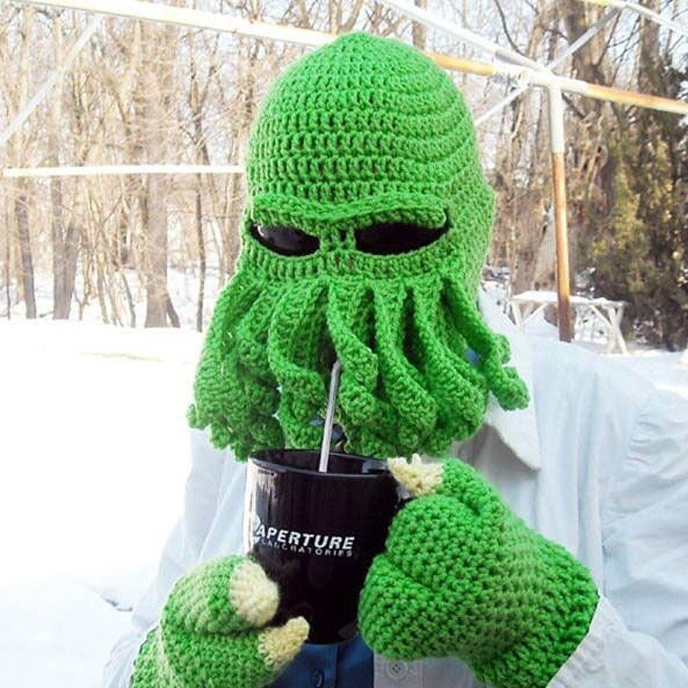 YOLA Mũ Len Beanie Kèm Bộ Râu Thời Trang Cho Nam