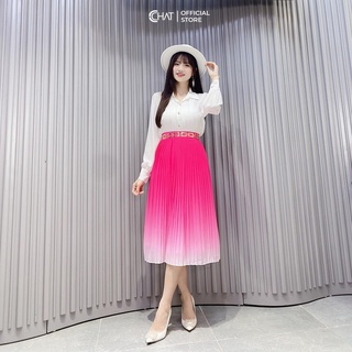  Chân Váy CCHAT Dập Ly In Màu Gradient Chất Voan Dáng Xoè Phong Cách Trẻ Trung 12CDV2025LT 