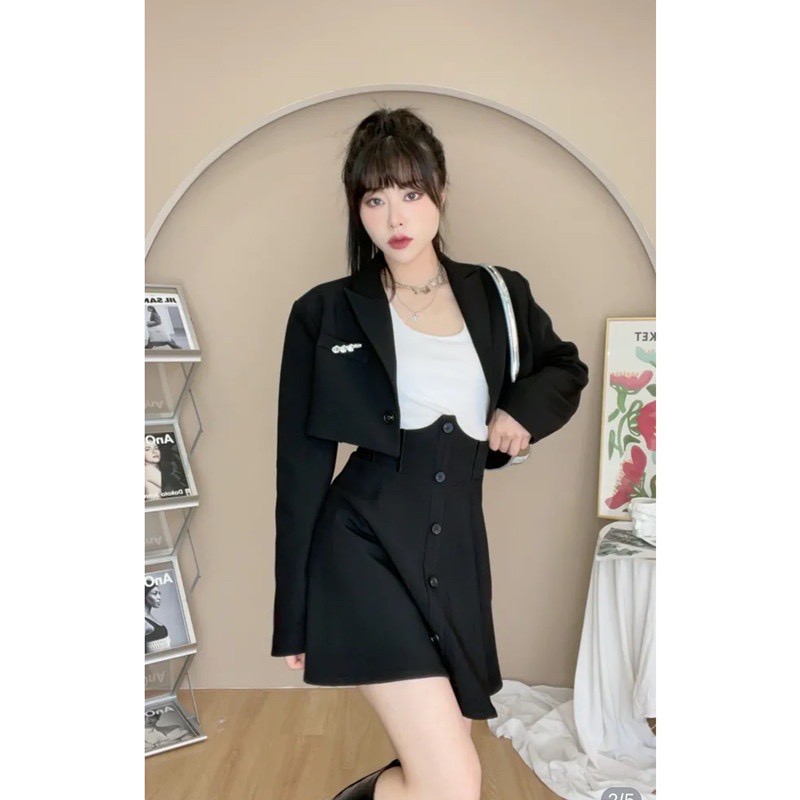 Chân Váy Cạp Lưng Cao Cúc Dọc, Váy Xòe Dáng Ngắn Siêu Tôn Dáng Che Bụng Eo Thon BIGSIZE Vải Mềm Dày Dặn CV1D08 | BigBuy360 - bigbuy360.vn