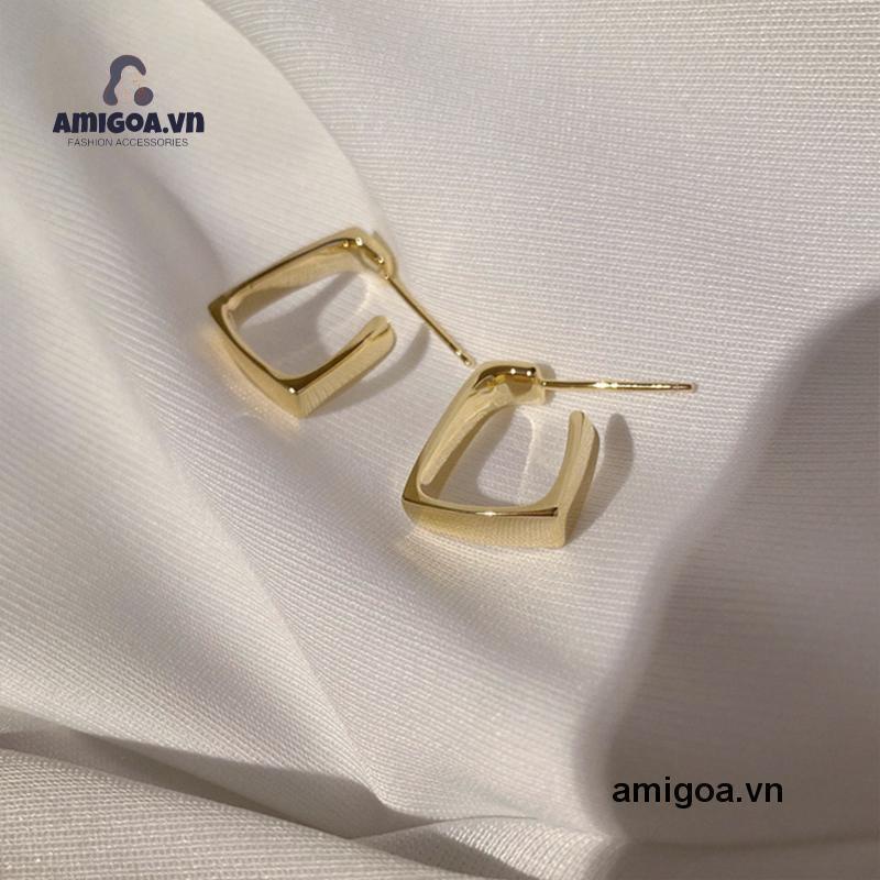 ✨✨Cặp bông tai mạ bạc 925 hình vuông độc đáo phong cách Hong Kong cổ điển