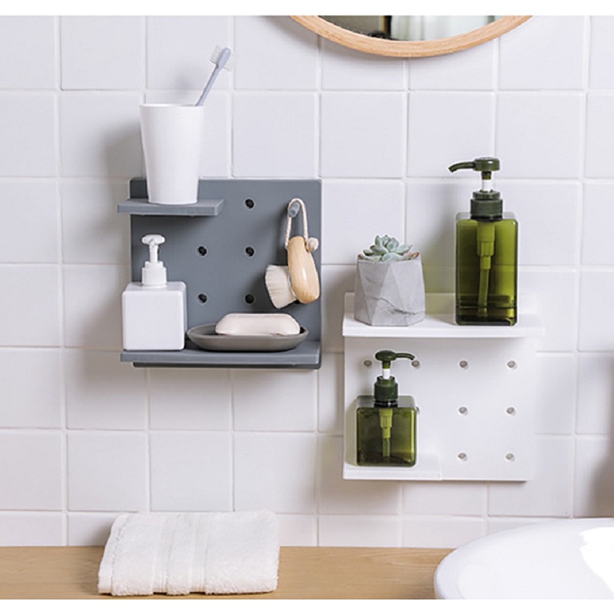 Giá kệ dán tường Pegboard đục lỗ trang trí cao cấp, kệ để trang trí Wall Hanger Rack 101174