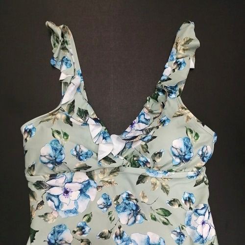 Đồ bơi nữ Alex Marie hai dây cổ viền bèo xanh ngọc in hoa AX221148 ( TH8924 ) | BigBuy360 - bigbuy360.vn