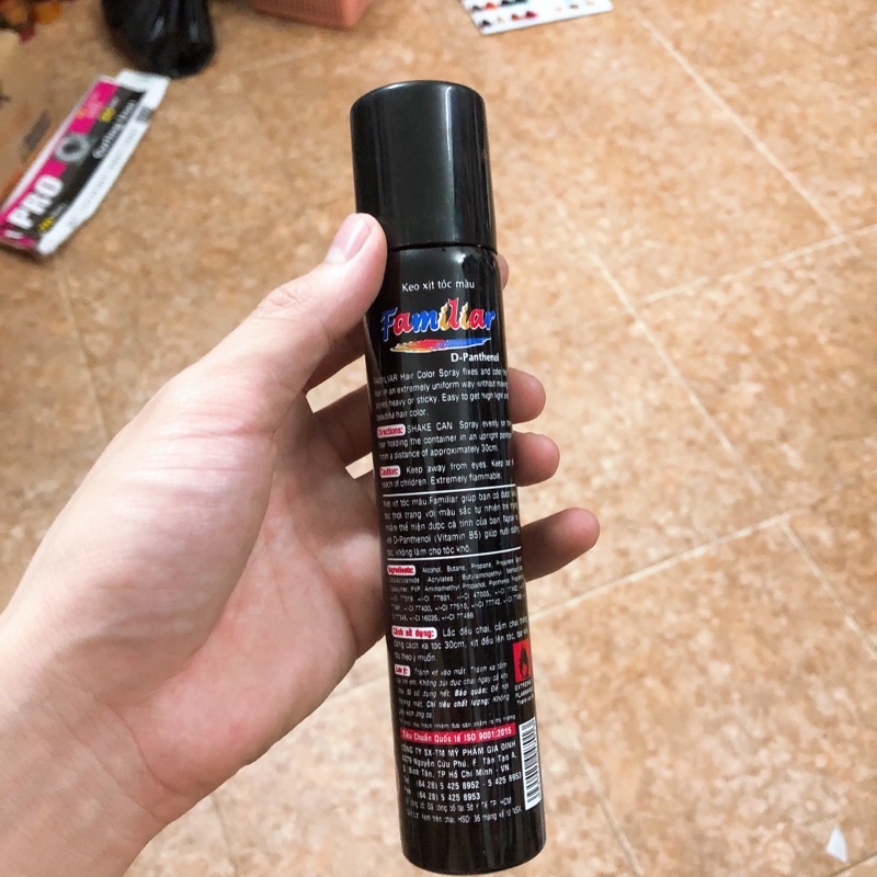 Gôm xịt tóc Familiar , gôm xịt tóc màu đen 100ml
