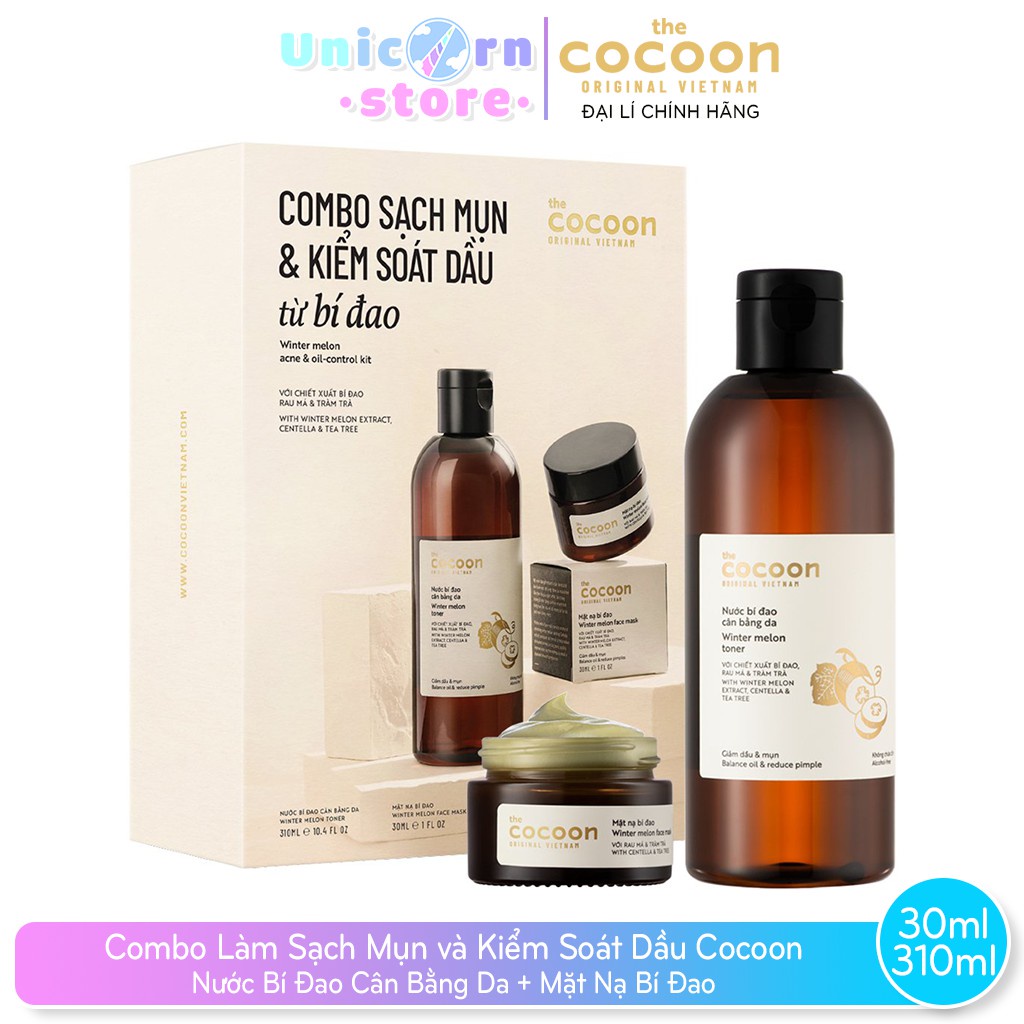 Combo Bigsize Nước Bí Đao Cân Bằng Da Cocoon 310ml + Mặt Nạ Bí Đao Cocoon 30ml