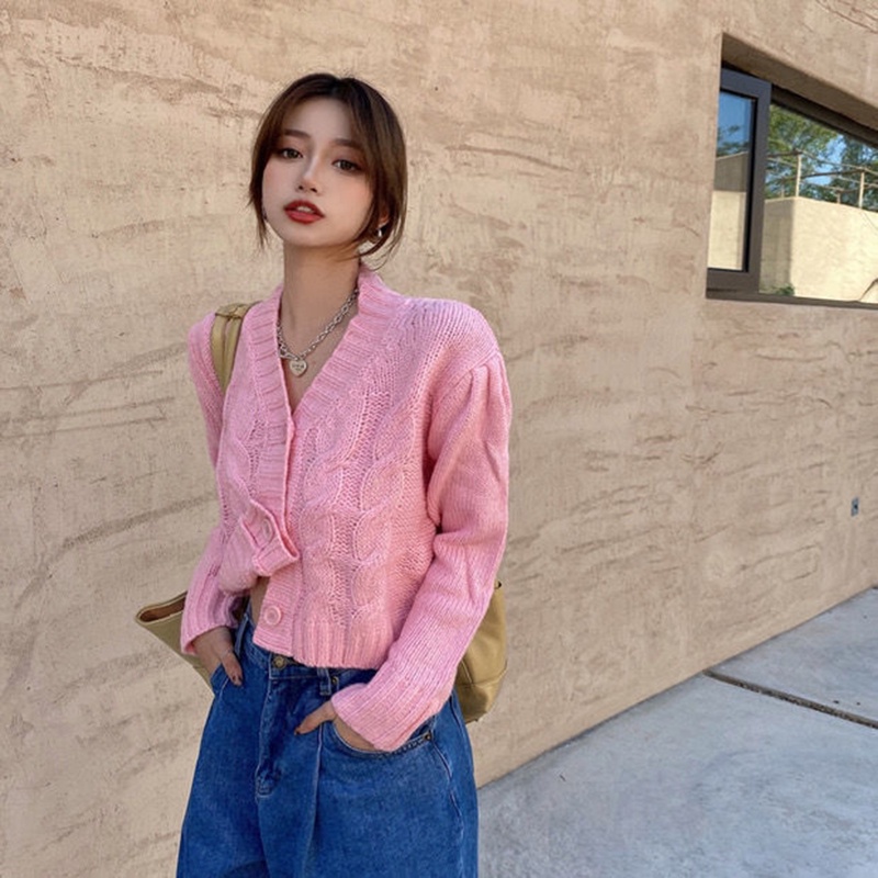 Áo len IELGY cổ chữ V màu kẹo ngọt thời trang cho nữ