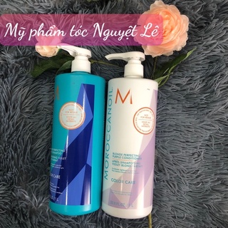 CẶP Dầu gội và dầu xã ánh tím khử sắc tố vàng Moroccanoil Blonde Perfecting Purple Shampoo 1000mlx2