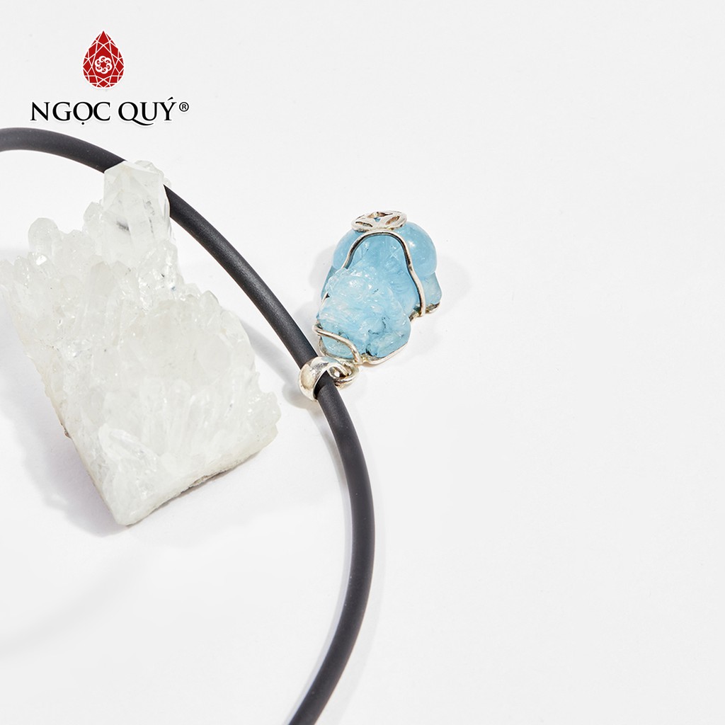 Mặt dây chuyền tỳ hưu đá aquamarine mệnh thủy, mộc - Ngọc Quý