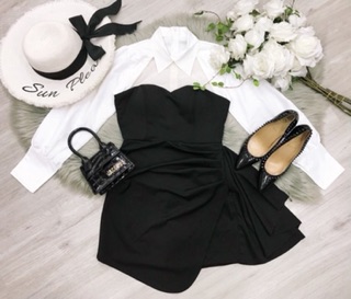 Đầm đen phối trắng