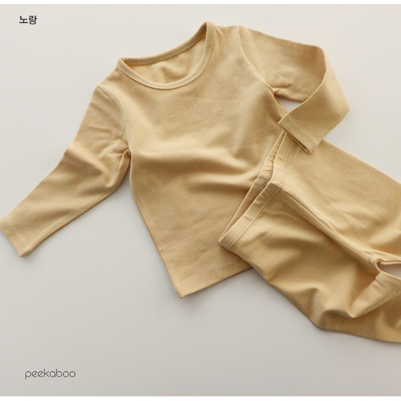 (Chính hãng) Bộ rời dài tay trơn Modal 2022 Cotton siêu co giãn PEEKABOO made in Korea cho bé trai và bé gái
