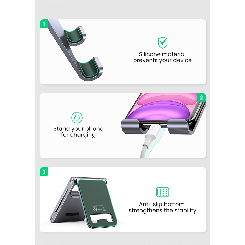Giá đỡ điện thoại Ugreen để bàn bằng nhôm thích hợp cho iphone 11 pro max xr