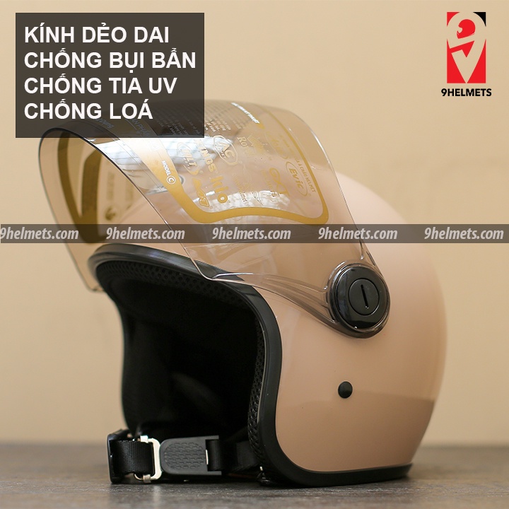 Nón bảo hiểm 3/4 có kính - Asia MT124K - Kem Sữa Bóng