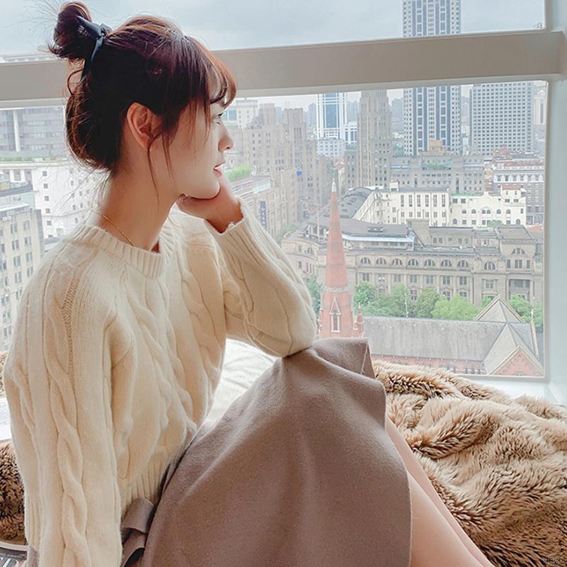 Áo len nữ dài tay dáng rộng thời trang Hàn Quốc