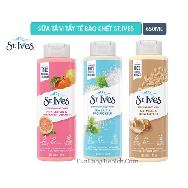 Sữa tắm ST.Ives yến mạch bơ, cam chanh, muối biển 650ML