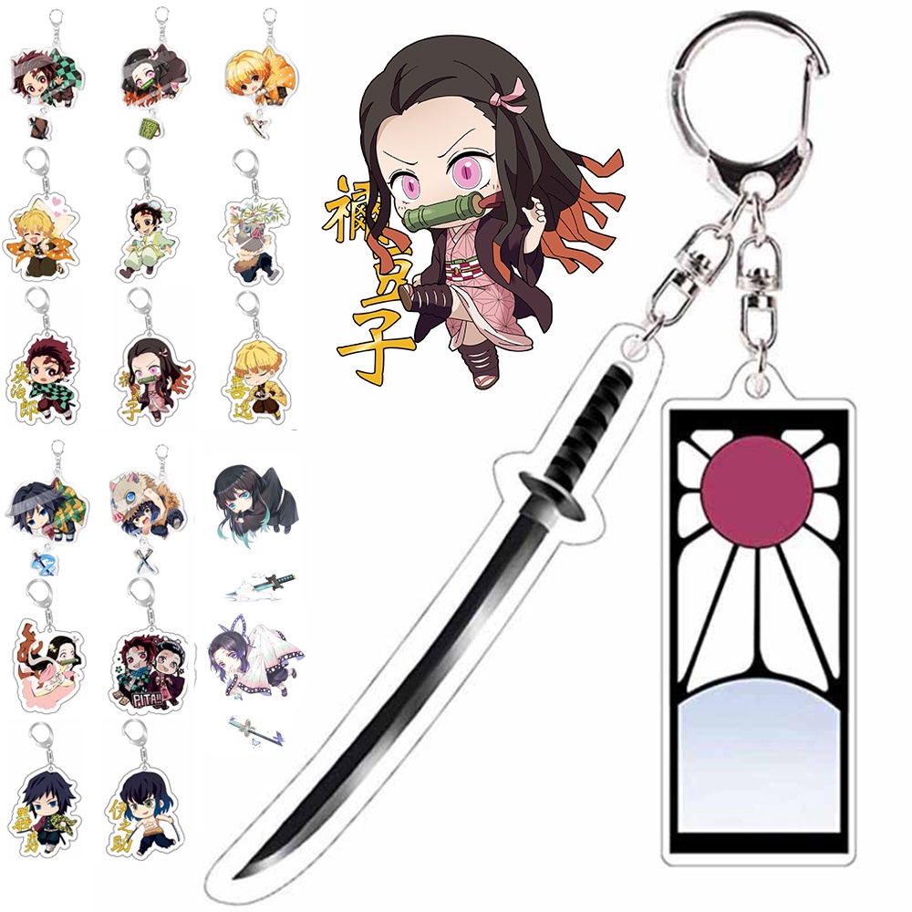 1 Móc Chìa Khóa Hình Nhân Vật Tanjirou Nezuko Kimetsu No Yaiba Trong Suốt