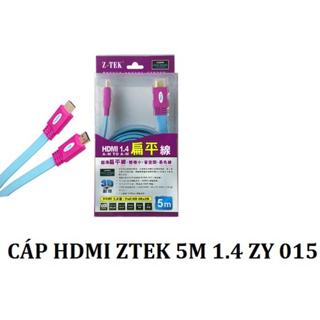 CÁP HDMI Ztek 5m  ZY 015 DẸP