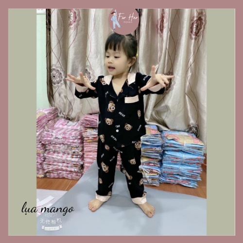 [Set Bé] Bộ Pizama Đôi Mẹ và Bé Mẫu Mới Nhất 2021 Pijama Trẻ Em Lụa Mango Dài Tay Cao Cấp Nhiều Màu Đủ Size 12-32kg