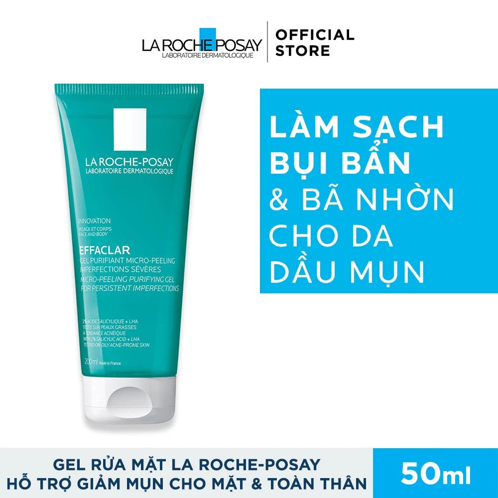 [Mã FMCGMALL -8% đơn 250K] Gel Rửa Mặt La Roche-Posay Effaclar Foaming Gel làm sạch dành cho da dầu nhạy cảm 50ml