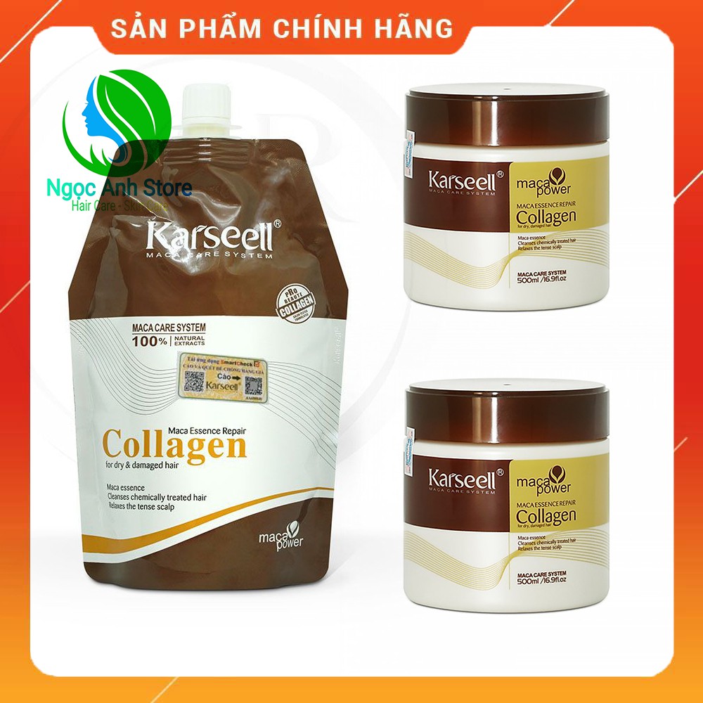 [Hàng Chính Hãng] Kem Hấp - Ủ- Xả Phục Hồi Tóc Collagen Karseell Maca 500ML