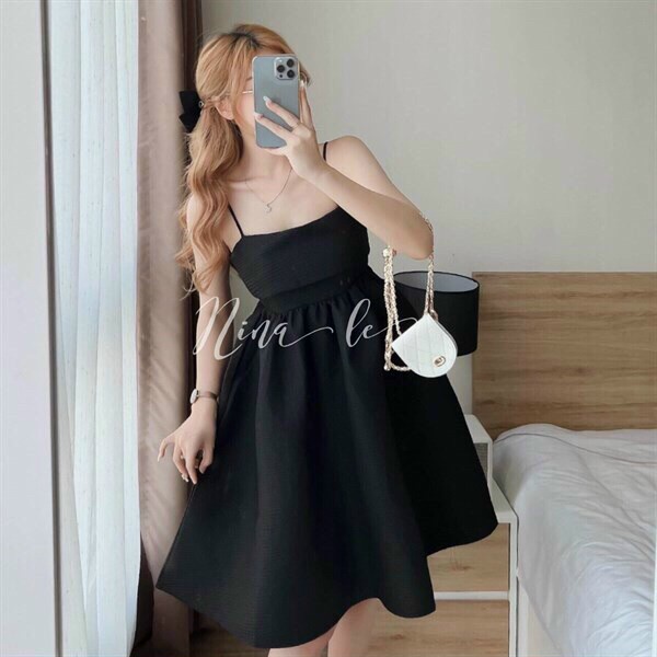 (Sale FreeShip) Đầm nữ 2 dây from babydoll,đầm cột nơ sau xinh xĩu chất for cao cấp hàng chuẩn shop,diện đi đâu cũng xin