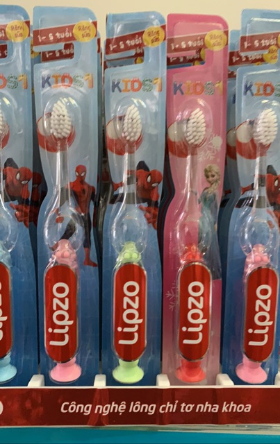 Bàn chải đánh răng tre em Lipzo kids1 (hình xiêu nhận và công chúa)