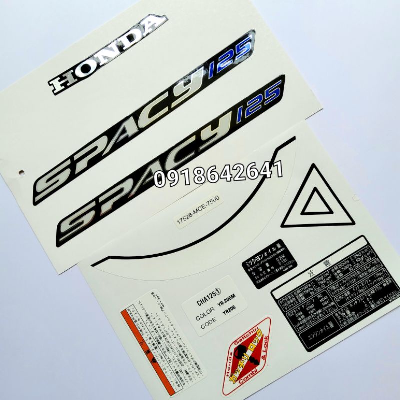 Bộ tem chữ Spacy việt kèm thông số như zin - màu đen