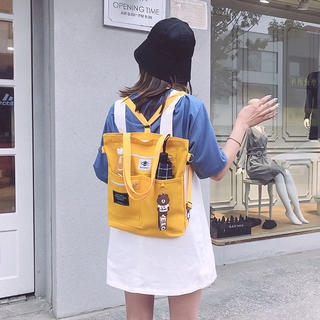 Korean version one-shoulder all-fit female multi-function canvas tote bag large capacity student backpack