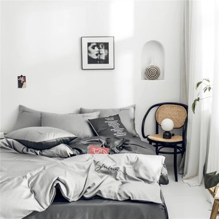 Sét chăn ga lụa Tencel Sumoi xám phối màu