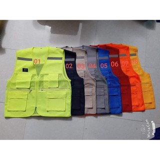 Áo Gile Kaki - Lưới có viền phản quang
