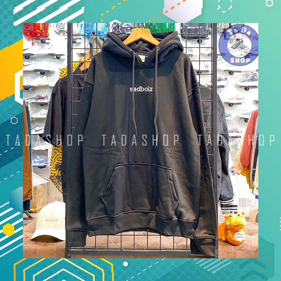 Áo hoodie đen oversize Nam Nữ SADBOIZ ảnh thật
