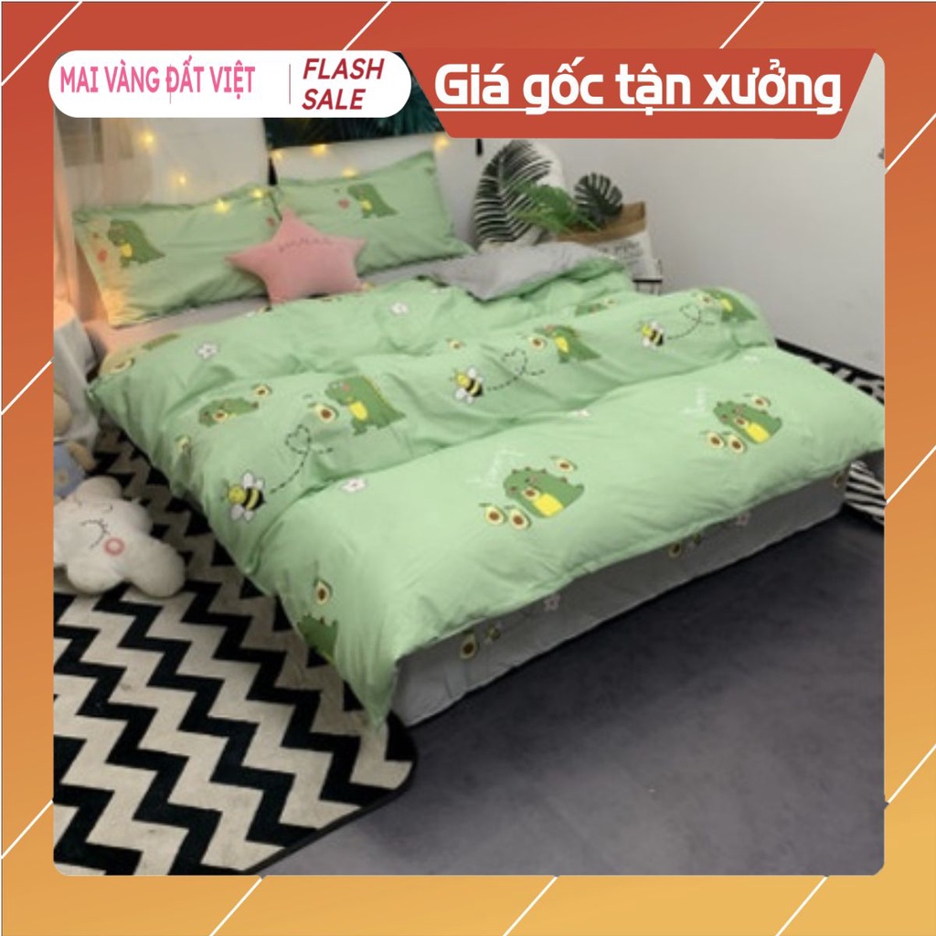 [SALE LỖ 10.10]Bộ Ga Gối Poly 1M6 Bộ 3 Món đẹp mê ly được chọn mẫu-KHỦNG LONG BƠ