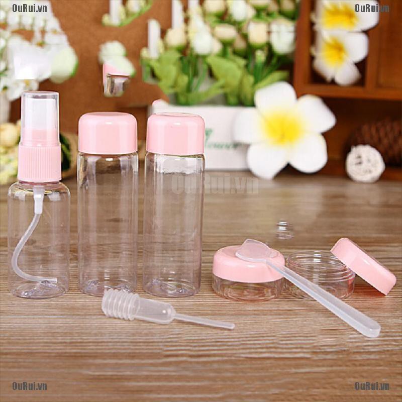 Set 7 Lọ Nhựa Trong Suốt Đựng Mỹ Phẩm Du Lịch Tiện Lợi
