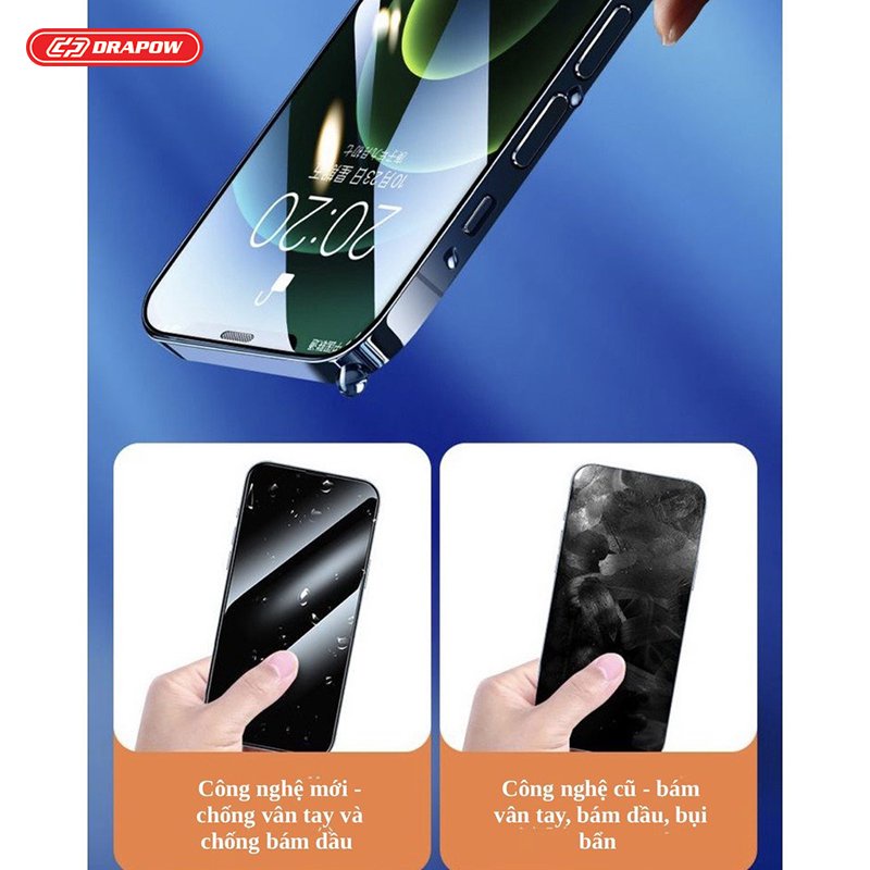 Kính cường lực tự dán IP Kingkong Drapow TD15 khung tự động siêu dễ dán viền mỏng chống bụi chính hãng