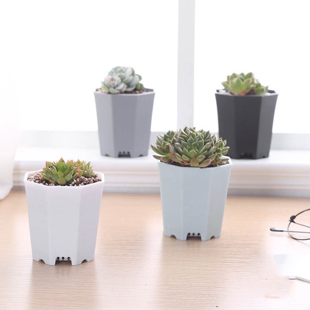Chậu Hoa Bằng Nhựa Hình Bát Giác Đơn Giản Trang Trí Nhà Cửa / Văn Phòng