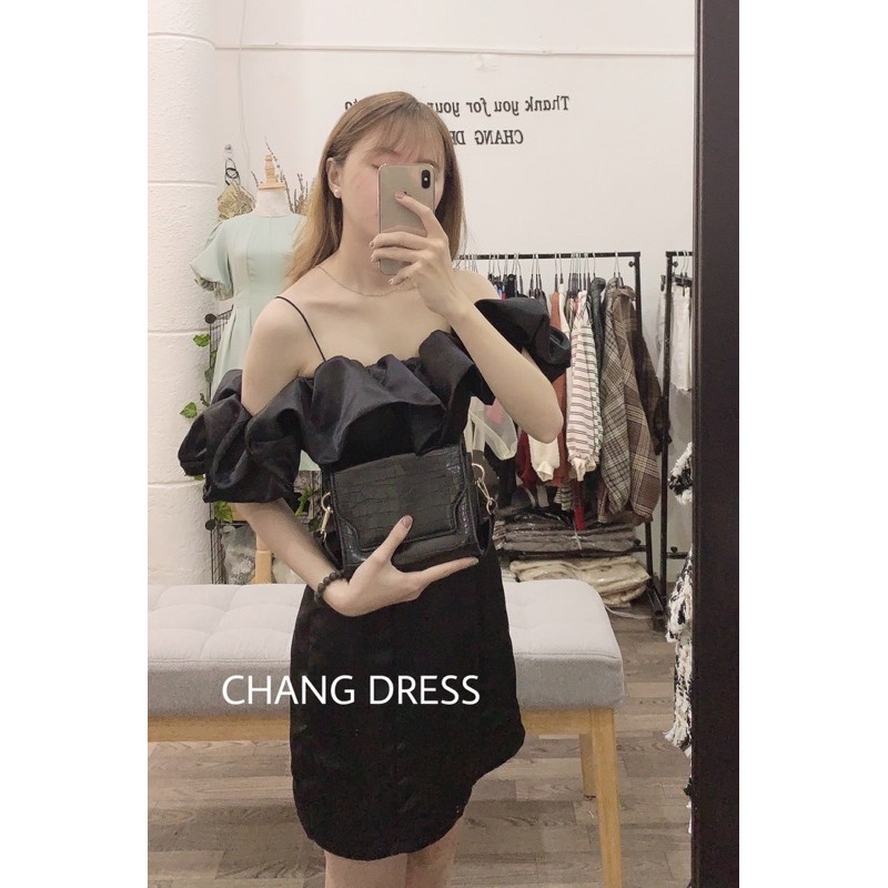 Đầm trễ vai bèo thiết kế Wasabi Dress - Chất liệu phi cao cấp form chuẩn tôn dáng