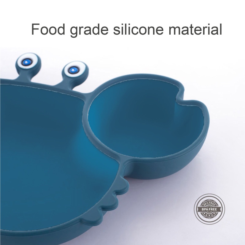 Bát Ăn Chia Ngăn Hình Con Cua Hoạt Hình Bằng Silicon Không BPA Cho Bé Sơ Sinh