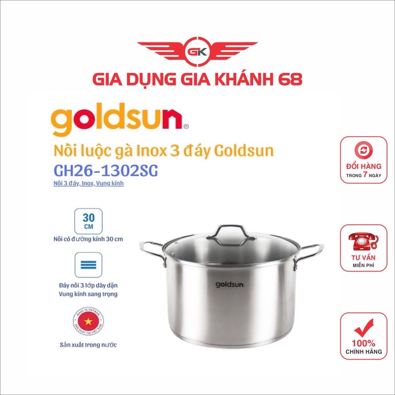 NỒI LUỘC GÀ - NỒI BẾP TỪ GOLDSUN/ FIVESTAR -  SANG TRỌNG ,ĐÁY TỪ SIZE 26-28-30 -CHÍNH HÃNG