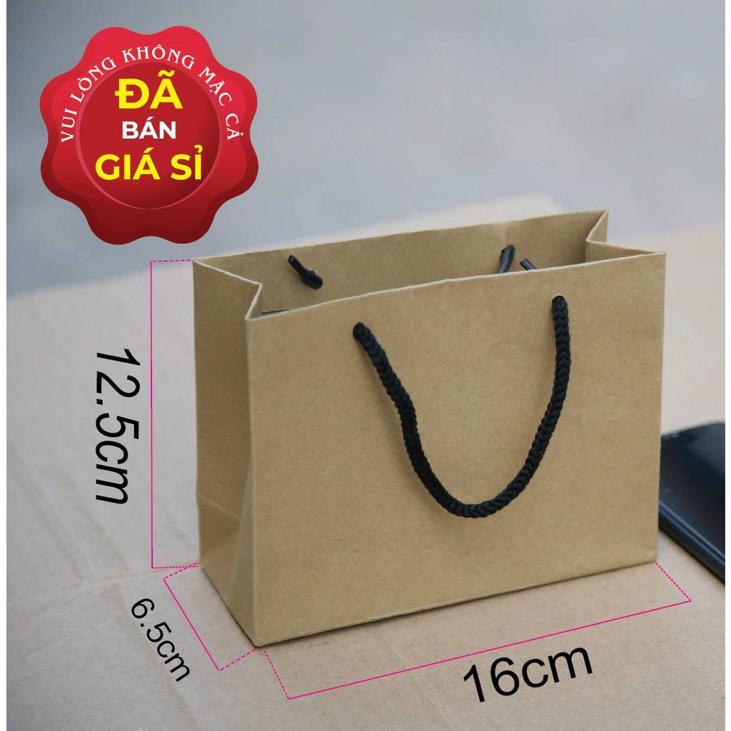 20 túi giấy Kraft ngang mini 12.5cm x 16cm x 6,5cm (mẫu số 18) đựng nước hoa đựng quà tặng sự kiện đựng mỹ phẩm