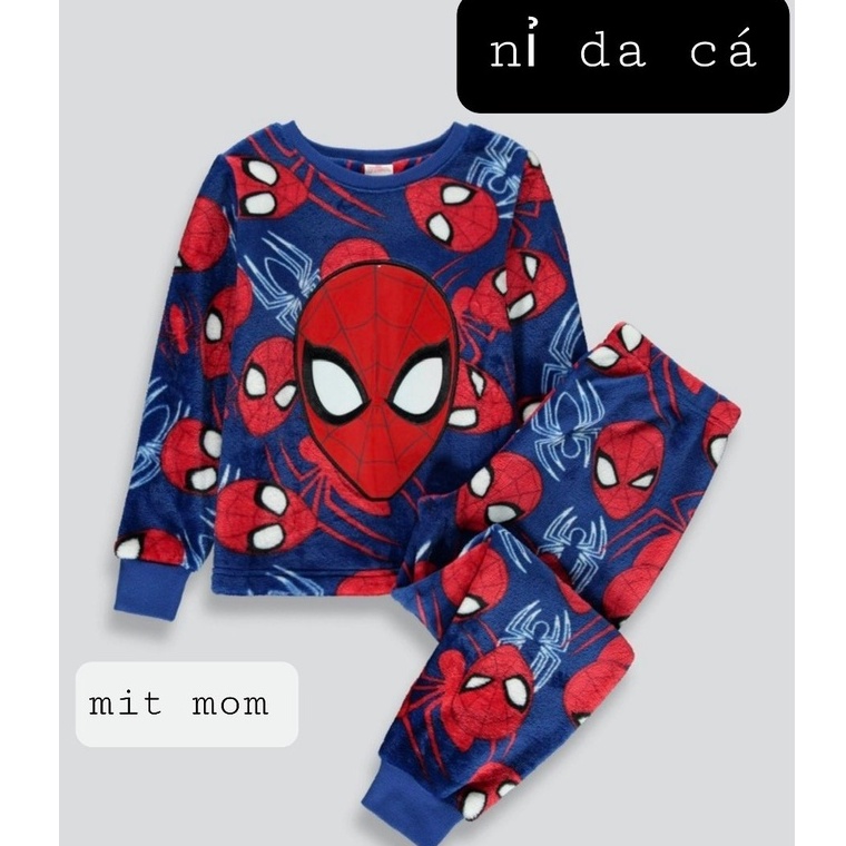 Sp bộ da cá hình siêu nhân người nhện ảnh thật ♡ cotton siêu anh hùng dài tay bé trai ♡ Marvel xuất dư