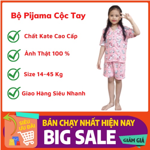 Bộ Ngủ Pijjama Đùi Chất Kate Mền Cho bé  14-45Kg